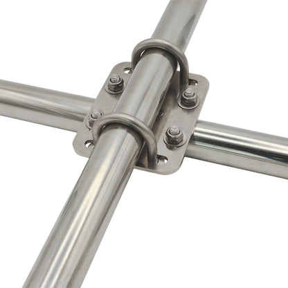 90-Degree Clamp For 25mm Tubing – Clamps Two Tubes At Right-Angles – With U-Bolts & Nyloc Nuts
