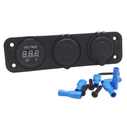 Marine Power Outlet With USB-A & USB-C – Includes Cigarette Lighter Socket & Digital Voltmeter Display