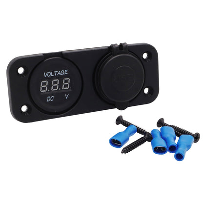 Marine Power Outlet With USB-A & USB-C Including Digital Voltmeter Display