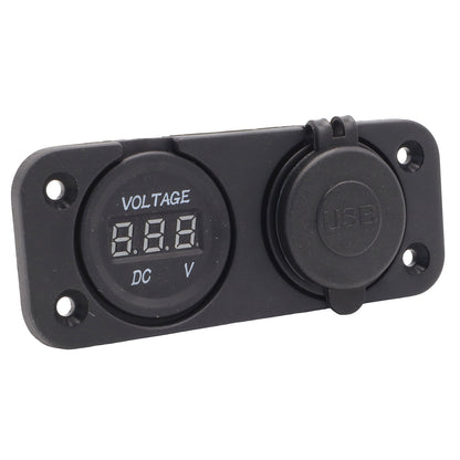 Marine Power Outlet With USB-A & USB-C Including Digital Voltmeter Display