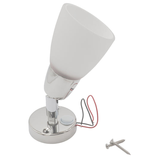 Frosted Glass / Polished Stainless Steel Swivel LED Spot Light – With USB C Charging Point – Osculati – 92 Lumen