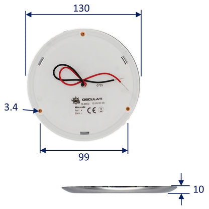 Ultra Flat LED Light With Touch Switch – 12/24V – 3W – Flush Mounting – 168 Lumen – Chrome Coloured Surround