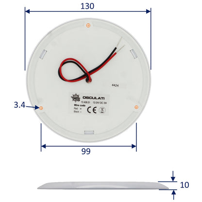 Ultra Flat LED Light With Touch Switch – 12/24V – 3W – Flush Mounting – 168 Lumen – White Surround