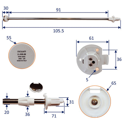 LED Light Rod/Pole Evolved 360 Degree - For Hulls 20m – All-Round White Navigation Light