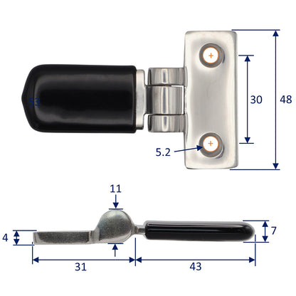 Hinged Stainless Steel Door Stop For Sliding Doors & Windows – 316-Grade Stainless Steel With PVC Cover