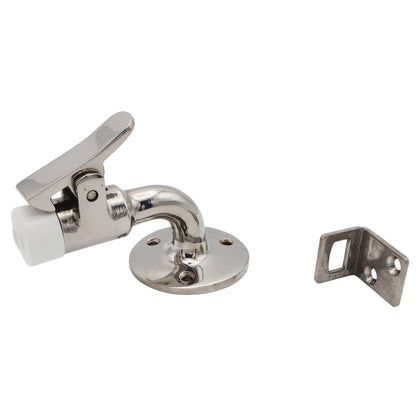 Boat Floor-Mounted Door Stopper With Catch – Polished 316-Grade Stainless Steel