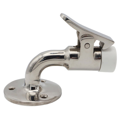 Boat Floor-Mounted Door Stopper With Catch – Polished 316-Grade Stainless Steel