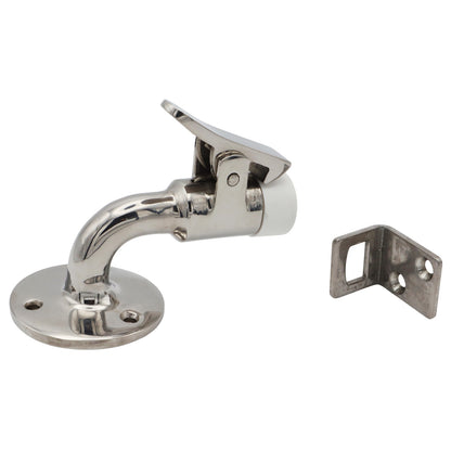 Boat Floor-Mounted Door Stopper With Catch – Polished 316-Grade Stainless Steel