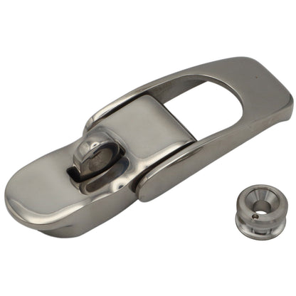 Sprung Lockable Hasp – Polished 316-Grade Stainless Steel – With Loop For Padlock