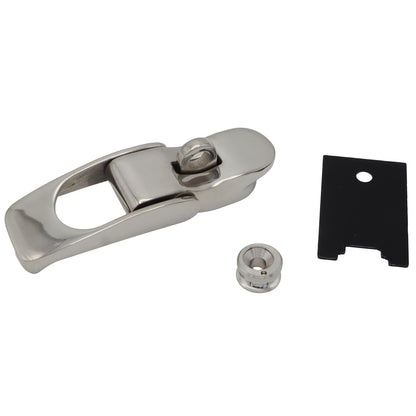 Sprung Lockable Hasp – Polished 316-Grade Stainless Steel – With Loop For Padlock