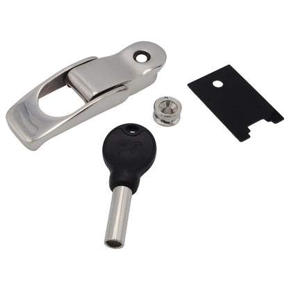Sprung Lockable Hasp – Polished 316-Grade Stainless Steel – With Twist Lock Key