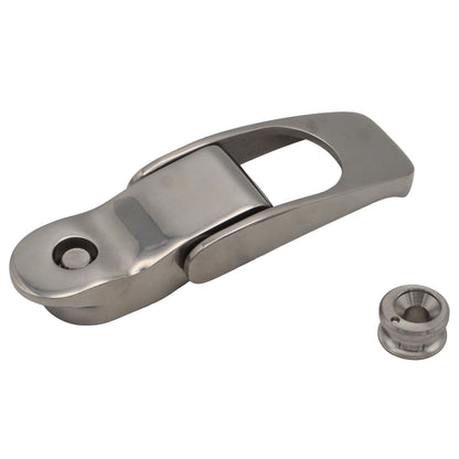 Sprung Lockable Hasp – Polished 316-Grade Stainless Steel – With Twist Lock Key