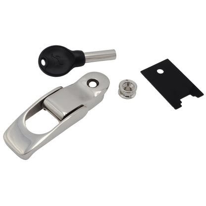Sprung Lockable Hasp – Polished 316-Grade Stainless Steel – With Twist Lock Key