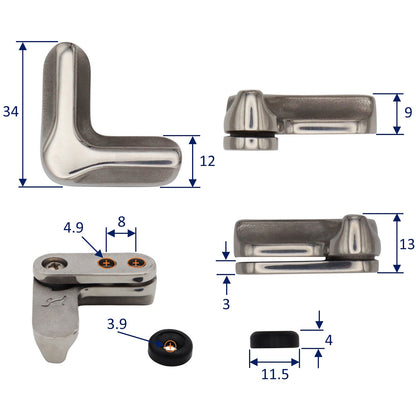 Polished Stainless Cupboard / Draw Closure Latch – 316-Grade Stainless – With Detent