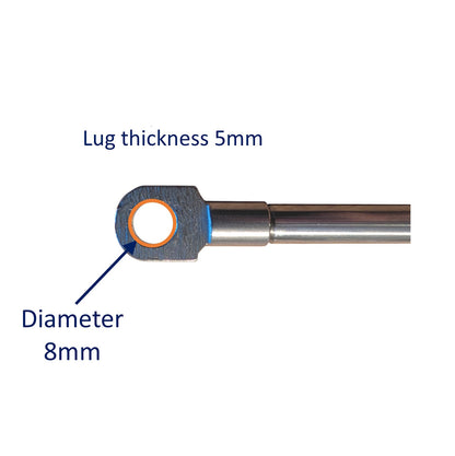 Replacement Gas Strut / Gas Spring – Osculati – Marine-Grade Stainless Steel – 8mm Plain End Bearings - 700mm – 55kg (550N)