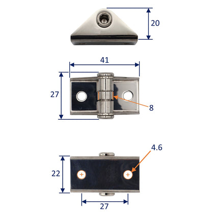 Stainless Steel Fork Base To Suit Our Osculati Range Of Stainless Steel Gas Struts – 8mm Diameter Mounting Pin 316-Grade Stainless