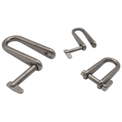 Long D-Shackle With Locking Key Pin – 316-Grade Stainless Steel - Metric Sizes