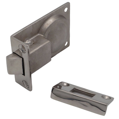 Lifting Handle With Sprung Latch & Strike Plate – For Boat Doors & Drawers – 316-Grade Stainless Steel