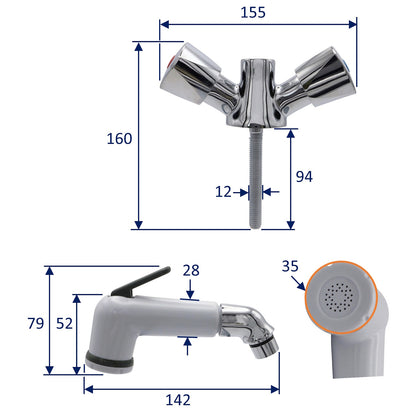 Bathroom Mixer Tap & Shower Head For Boat Bathrooms – Compact Design – Made By Osculati