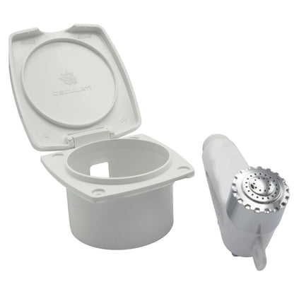 Osculati Compact Boat Shower With Chromed Brass Shower Head & Containment Box - Hinged Lid – 2.5m Hose