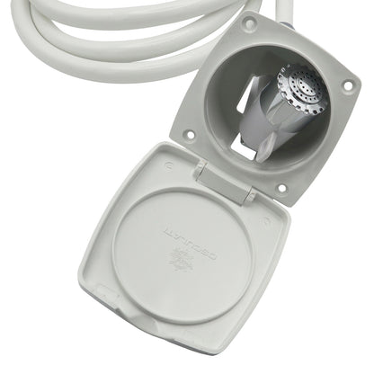 Osculati Compact Boat Shower With Chromed Brass Shower Head & Containment Box - Hinged Lid – 2.5m Hose
