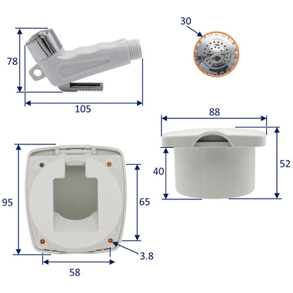 Osculati Compact Boat Shower With Chromed Brass Shower Head & Containment Box - Hinged Lid – 2.5m Hose