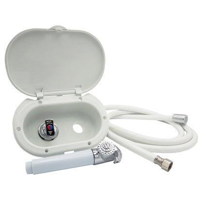 Cockpit Shower Unit – Mixed Hot & Cold Water – One Touch Tap For Flow & Temperature Adjustment
