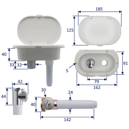 Cockpit Shower Unit – Mixed Hot & Cold Water – One Touch Tap For Flow & Temperature Adjustment
