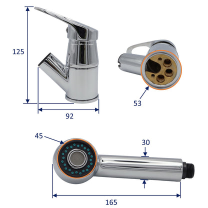 Osculati Olivia Single-Control Combined Mixer Tap & Removable Shower For Boats, Motorhomes & Caravans