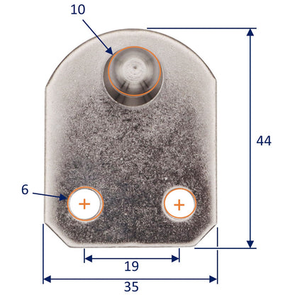 Flat Gas Strut Mounting Plate With 10mm Diameter Ball Joint – 316-Grade Stainless Steel – For Our Osculati Gas Struts