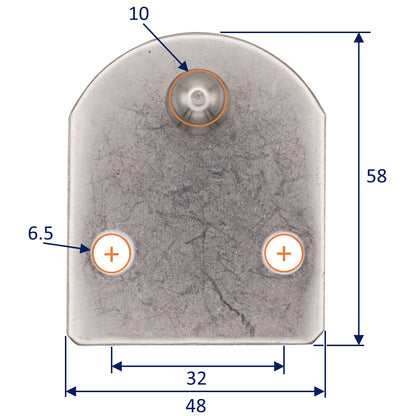 Flat Gas Strut Mounting Plate With 10mm Diameter Ball Joint – 316-Grade Stainless Steel – For Our Osculati Gas Struts