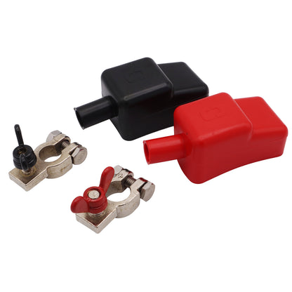 Universal Battery Terminal Clamps With Colour-Coded Wing Nuts And Insulation Covers
