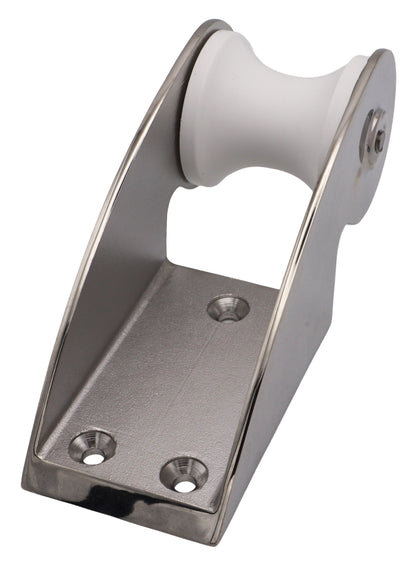 Osculati Compact Cast Bow Roller – 316-Grade Stainless Steel – White Nylon Sheave And Rubber Mounting Plate