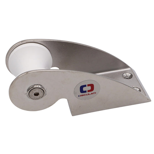 Osculati Compact Cast Bow Roller – 316-Grade Stainless Steel – White Nylon Sheave And Rubber Mounting Plate