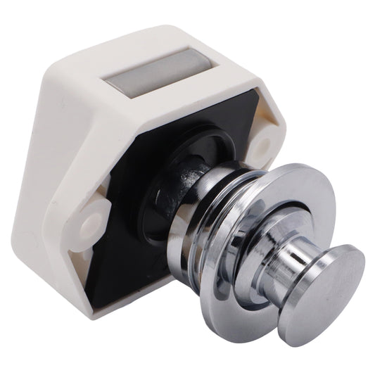 Push-Lock Draw & Cupboard Door Latch – With Chrome Knob – Neat & Unobtrusive – 2 Size Choices – 16mm or 19mm Panel