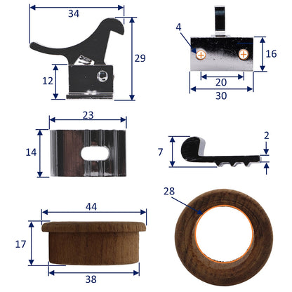 Boat Locker Hidden Latch With Teak Finishing Ring – One Finger Operation