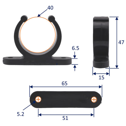 Osculati Heavy Duty Black Plastic Pipe Clips – Sizes To Fit 35mm Or 40mm Diameters
