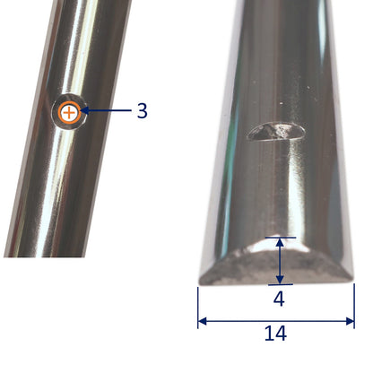 Boat Rubbing Strake - Rounded Shape With Drilled Holes – 316 Stainless Steel - Solid Profile With Polished Finish, Sold In 1.5m & 3m Lengths.