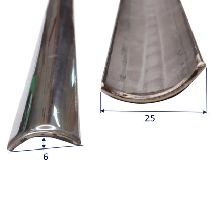 Arch (Curved) Boat Rubbing Strake – 316 Stainless Steel - Polished Finish - Sold In 1.5m & 3m Lengths.