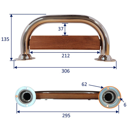 Boat Transom Step - Teak & Stainless Steel - 306 x 135mm - Beautifully Finished