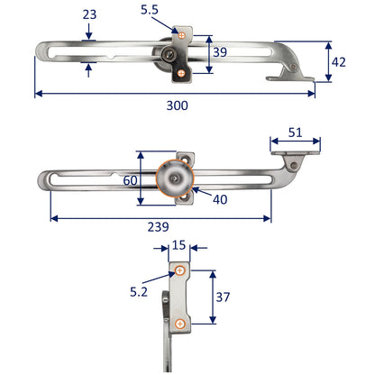 Pair Of Adjustable Hatch Stays – Chromed Brass – With Knurled Tightening Wheel