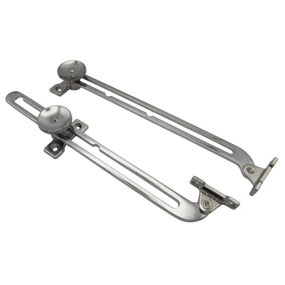Pair Of Adjustable Hatch Stays – Chromed Brass – With Knurled Tightening Wheel