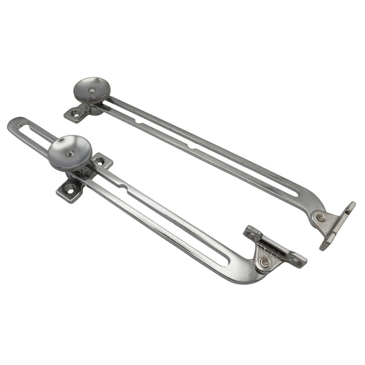 Pair Of Adjustable Hatch Stays – Chromed Brass – With Knurled Tightening Wheel