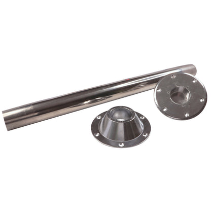 Osculati Table Pedestal Set - Polished Stainless Steel Post – Aluminium Base & Top Fittings With Easy Taper Fitment – 700mm Height