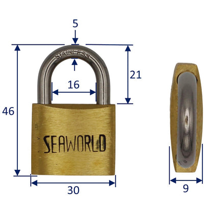 Marine Padlock – 30mm – Stainless Steel Shackle – Marine Bronze Body