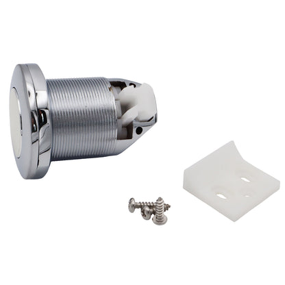 Chromed Push Button Cupboard Door Latch – 42mm Diameter – With Safety Catch