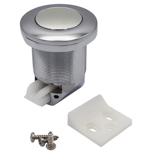 Chromed Push Button Cupboard Door Latch – 42mm Diameter – With Safety Catch