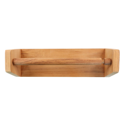 Teak Kitchen Roll Holder – 322mm Long – 97mm Depth – With Easy Load Sprung-Bar