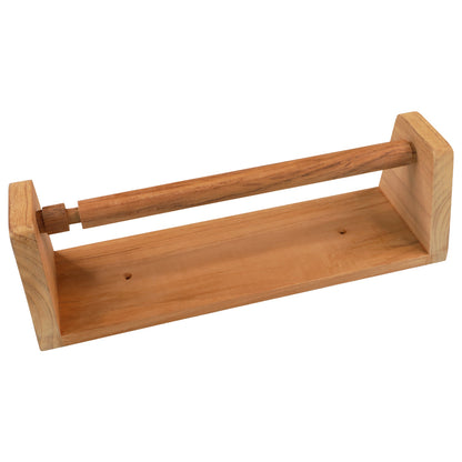 Teak Kitchen Roll Holder – 322mm Long – 97mm Depth – With Easy Load Sprung-Bar