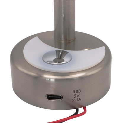 Compact 12V LED Spotlight – Brushed Aluminium Finish – With Blue Night-Light – 280 Lumen – With USB-C Port